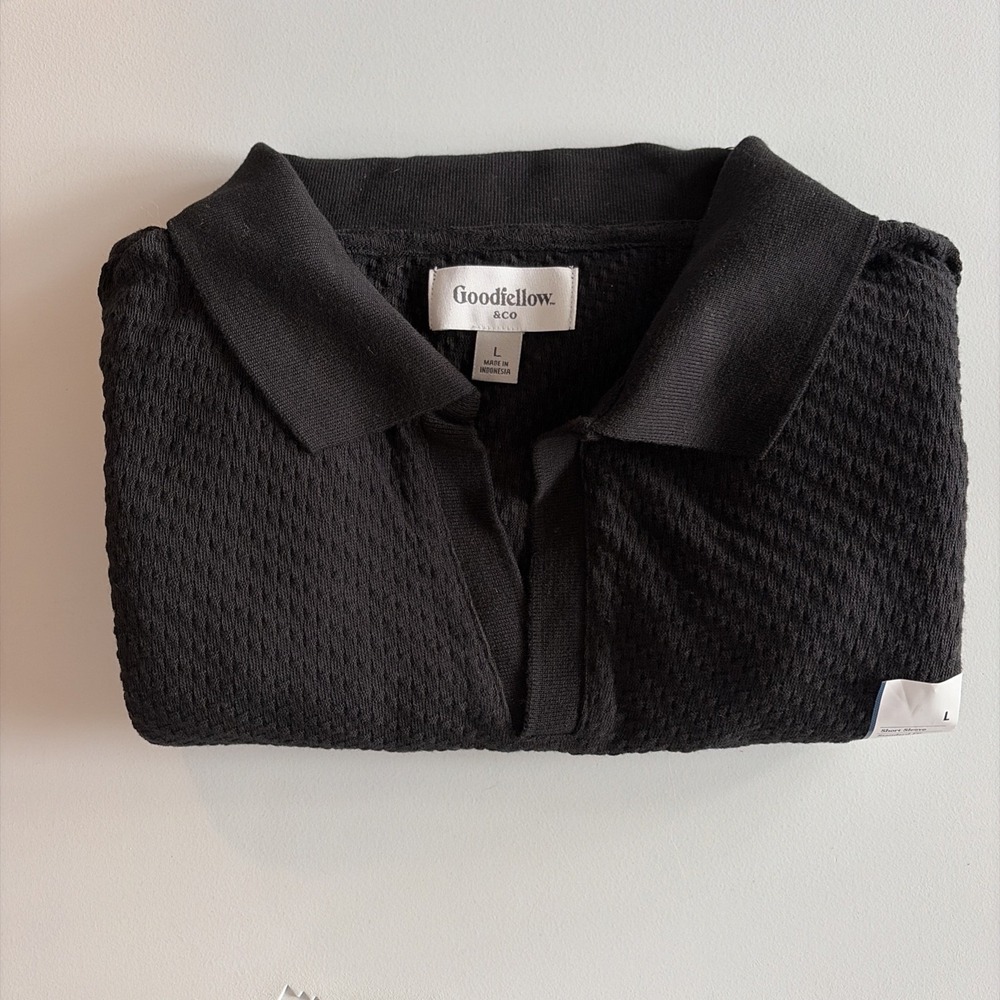 Goodfellow & Co Johnny Collared Regular Fit Polo in Black - Large